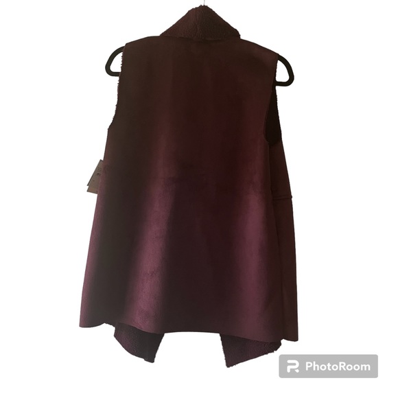 SUSINA Maroon Suede and Sherpa Open Vest Sz M - Picture 5 of 6